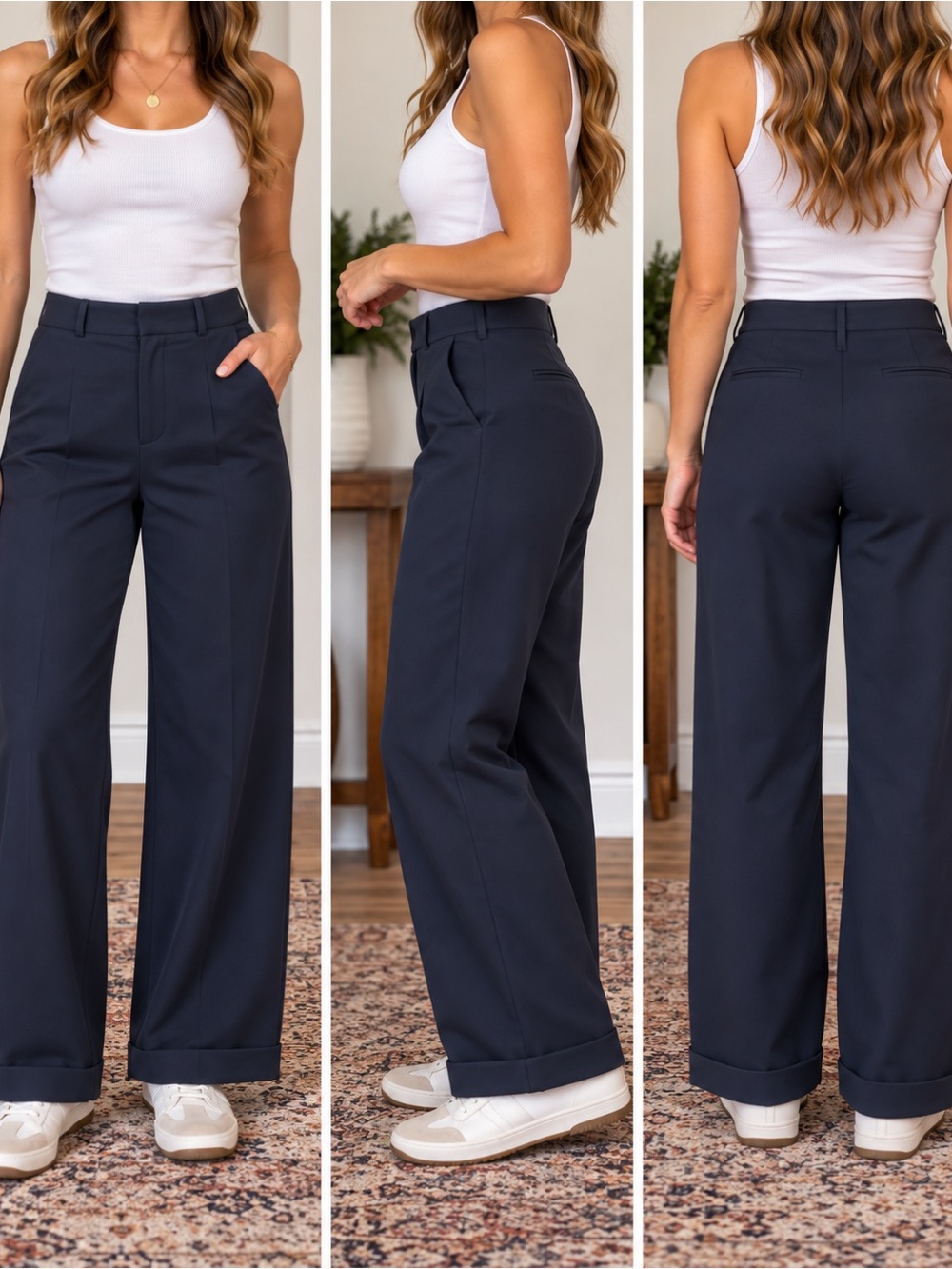 Tuckernuck Classic Navy Wide-Leg Trousers